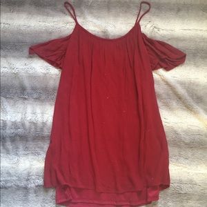 Cold Shoulder Deep Red Dress